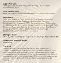 Full ingredient list for Juvina Essentials I XR time-released capsules supporting cellular protection, featuring Trans-Resveratrol, Green Tea Extract, Quercetin, and BioPerine.